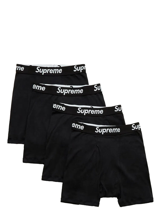 4 PACK Supreme bóxeres Hanes White/Black