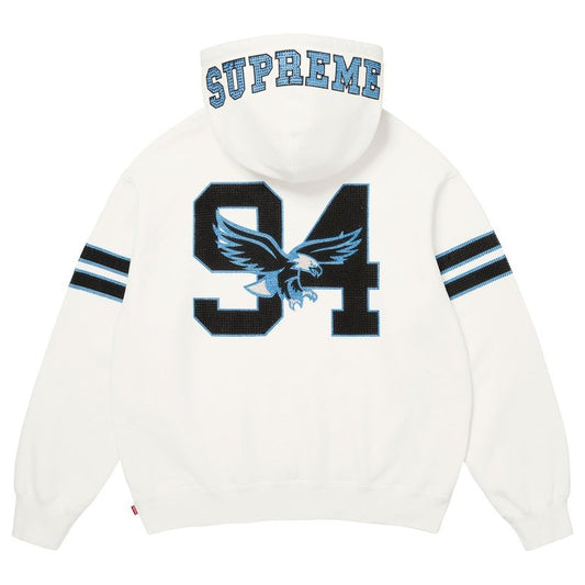 Rhinestone Eagle Hooded Sweatshirt White