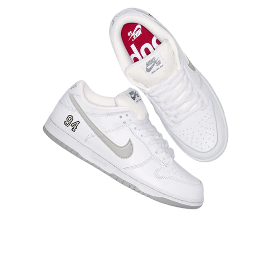 Nike SB Dunk Low Supreme 94 White Metallic Silver