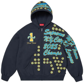 Supreme League Champs Zip Up Hooded Sweatshirt Navy Hombre