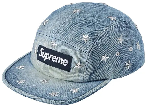 Supreme Stars Studded Denim Camp Cap 'Washed Indigo'