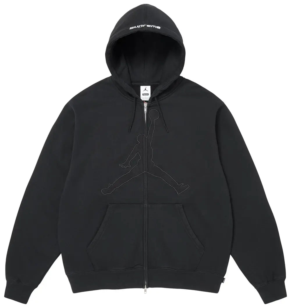 Supreme x Jordan Zip Up Hooded Sweatshirt 'Black'