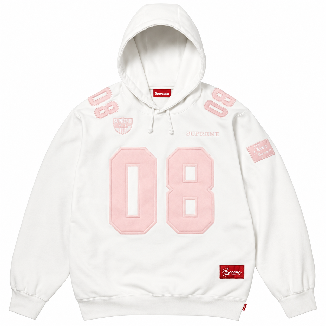 Football Jersey Hooded Sweatshirt Pink