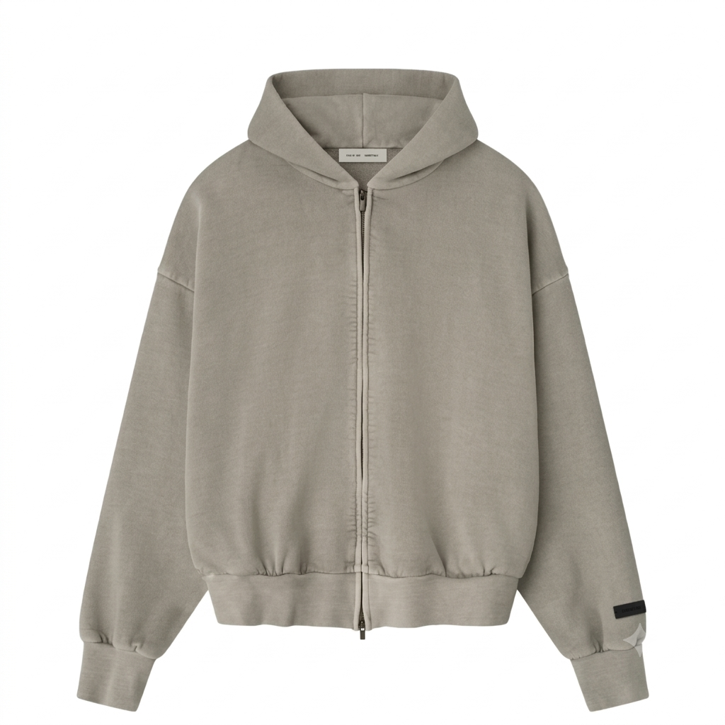 Fear of God ESSENTIALS Smoke Grey Classic Fleece Zip Up Hoodie