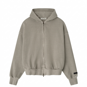 Fear of God ESSENTIALS Smoke Grey Classic Fleece Zip Up Hoodie