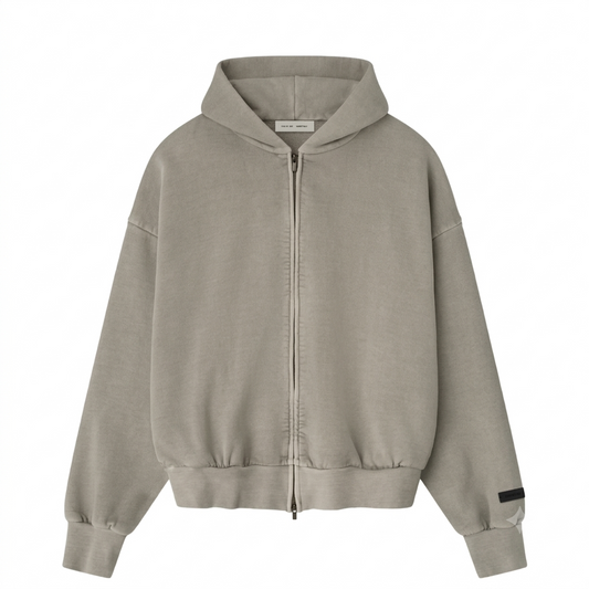 Fear of God ESSENTIALS Smoke Grey Classic Fleece Zip Up Hoodie