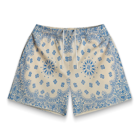 Screenprinted Paisley Cream Shorts