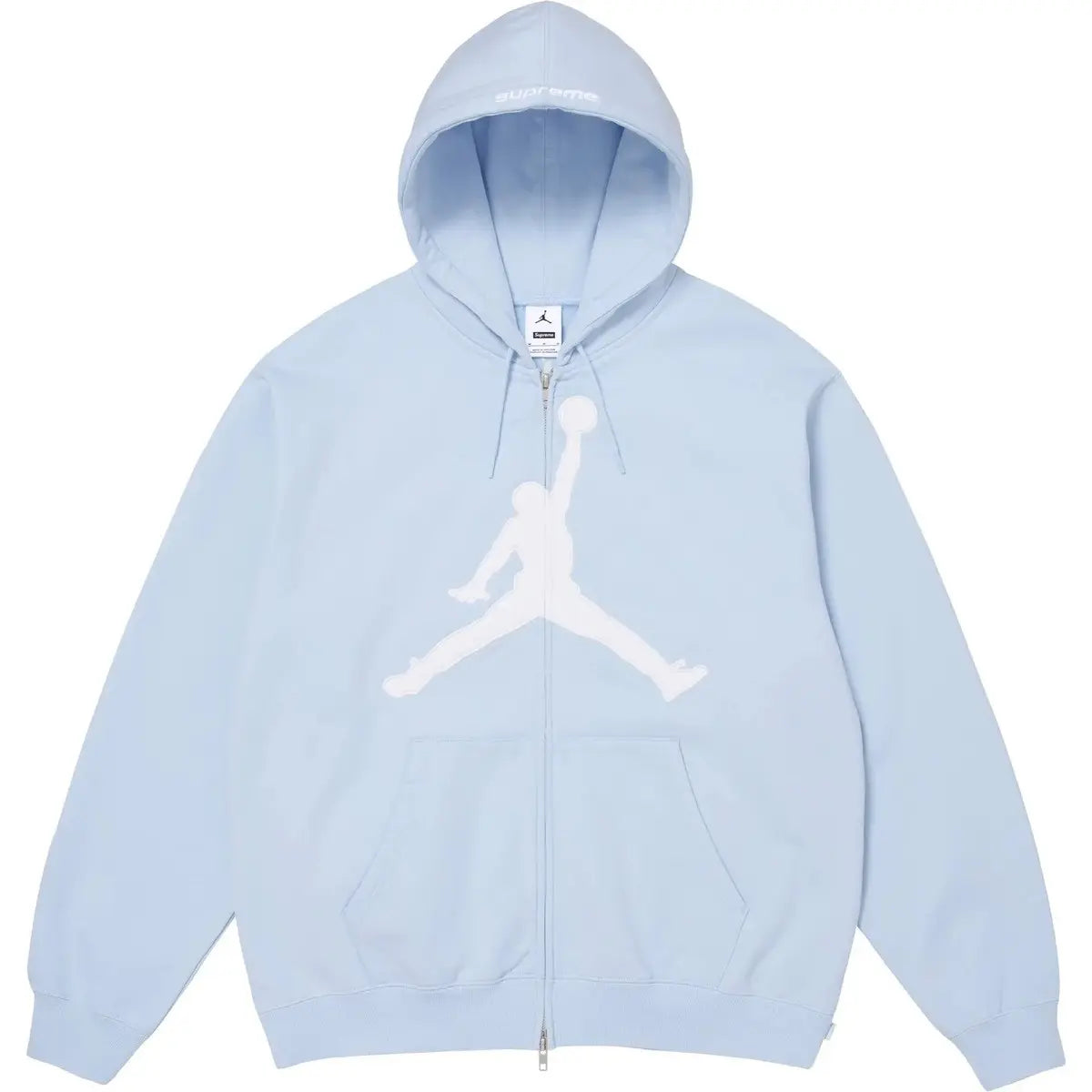 Supreme x Jordan Zip Up Hooded Sweatshirt 'Light Blue'