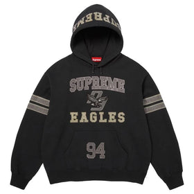 Rhinestone Eagle Hooded Sweatshirt - Black