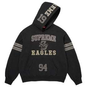 Rhinestone Eagle Hooded Sweatshirt - Black
