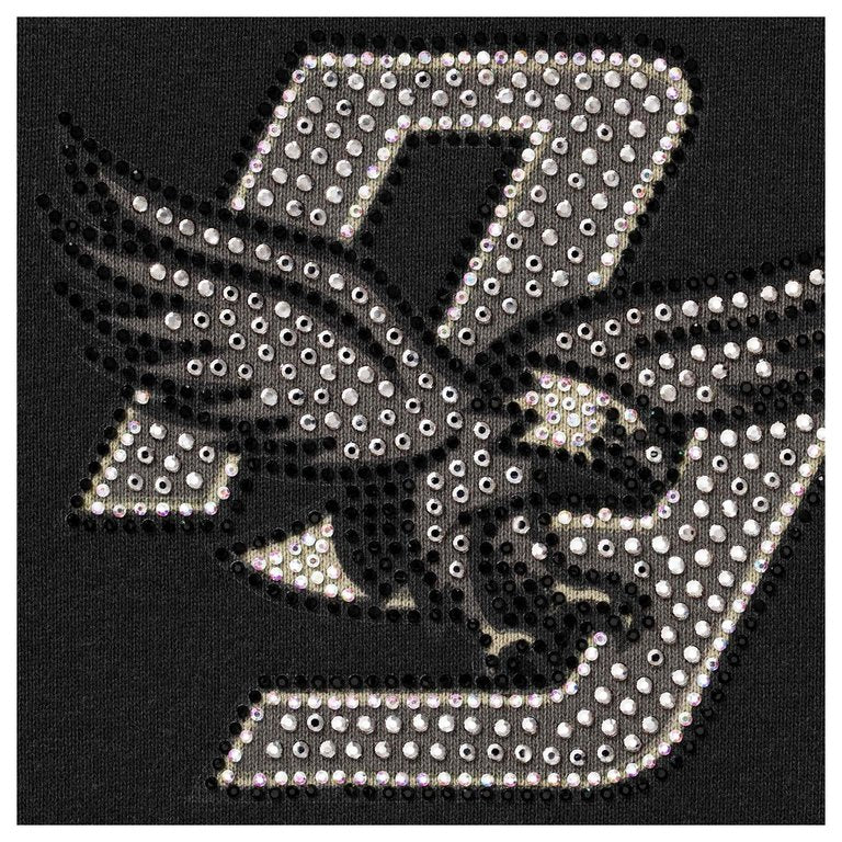 Rhinestone Eagle Hooded Sweatshirt - Black